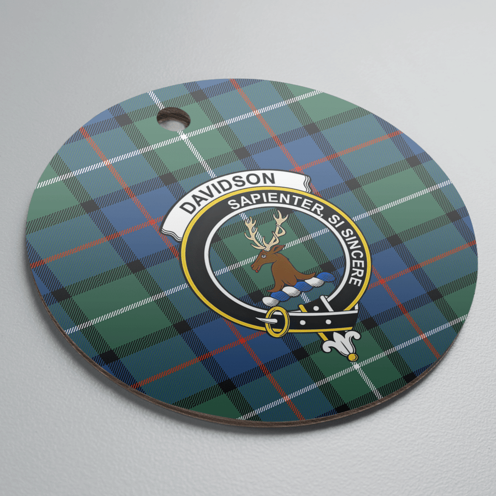 Clan Davidson of Tulloch Tartan Crest Round Ceramic Ornament UD29 Davidson of Tulloch Tartan Tartan Christmas