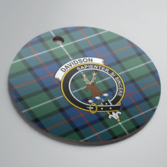 Clan Davidson of Tulloch Tartan Crest Round Ceramic Ornament UD29 Davidson of Tulloch Tartan Tartan Christmas