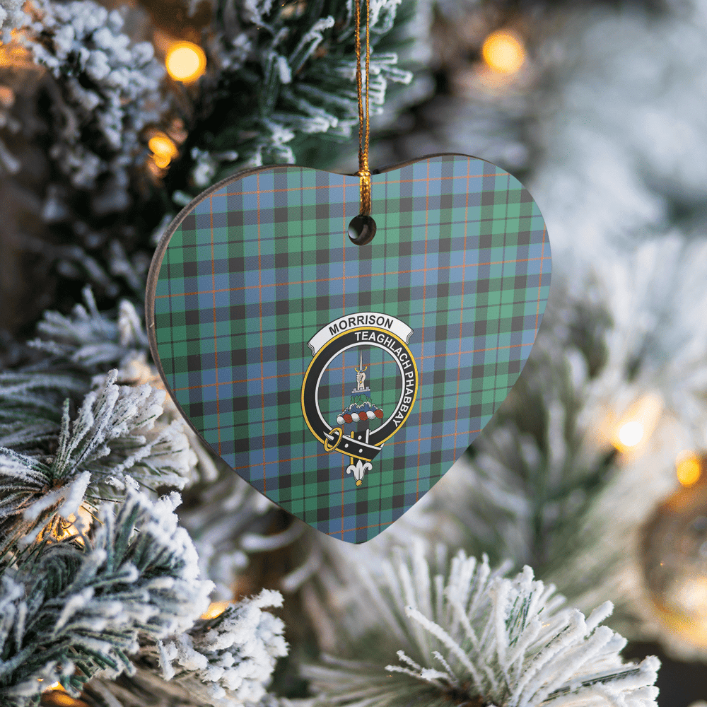 Clan Morrison Ancient Tartan Crest Heart Ceramic Ornament CR27 Morrison Ancient Tartan Tartan Christmas