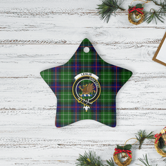 Clan Leslie Hunting Tartan Crest Star Ceramic Ornament DY98 Leslie Hunting Tartan Tartan Christmas