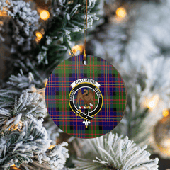 Clan Chalmer Tartan Crest Round Ceramic Ornament YR47 Chalmer Tartan Tartan Christmas