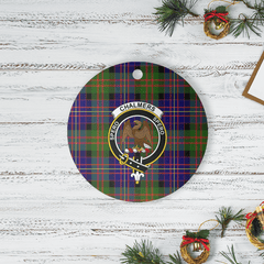 Clan Chalmer Tartan Crest Round Ceramic Ornament YR47 Chalmer Tartan Tartan Christmas