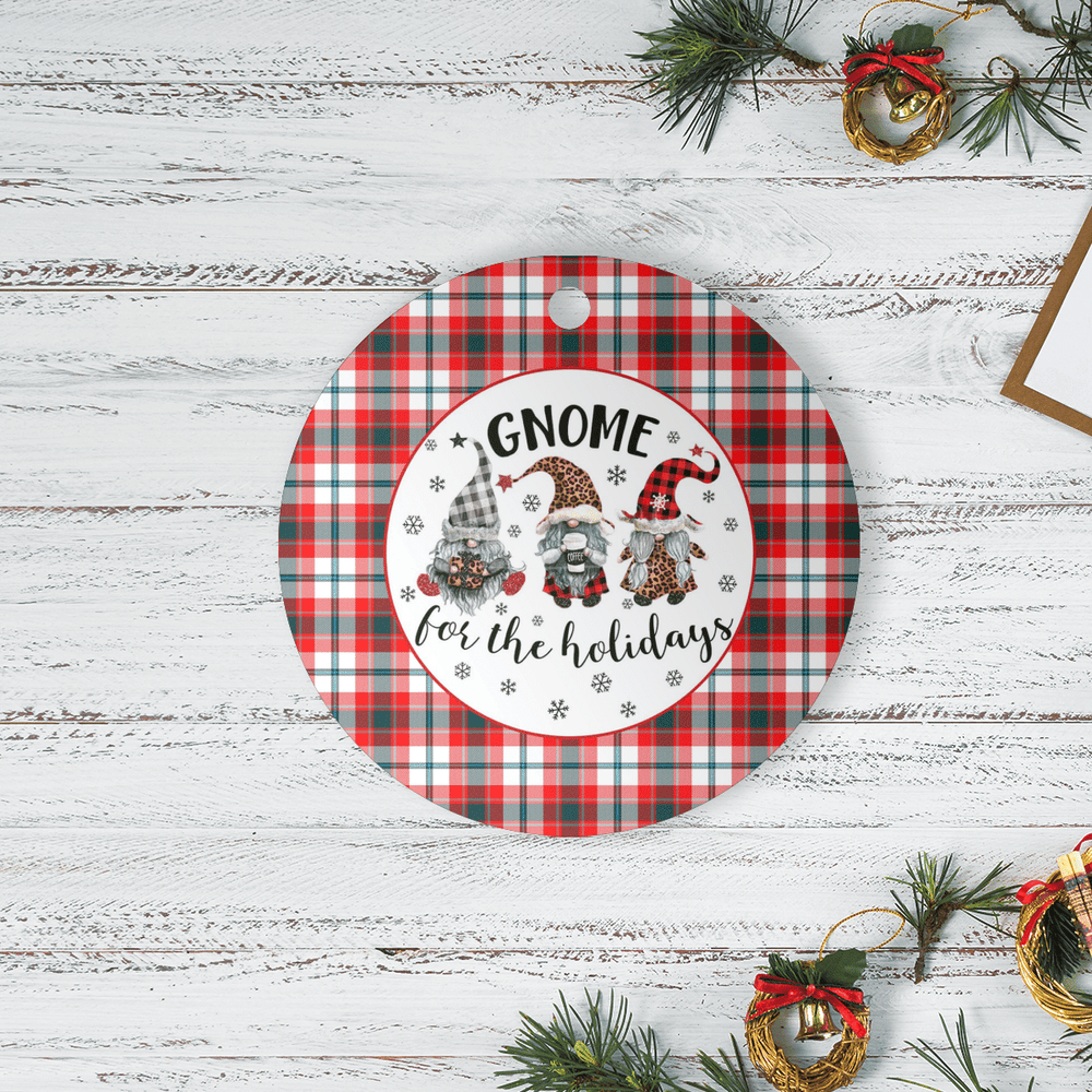 Clan Glasgow District Tartan Tartan Crest Gnome Round Ceramic Ornament PH20 Glasgow District Tartan Tartan Christmas