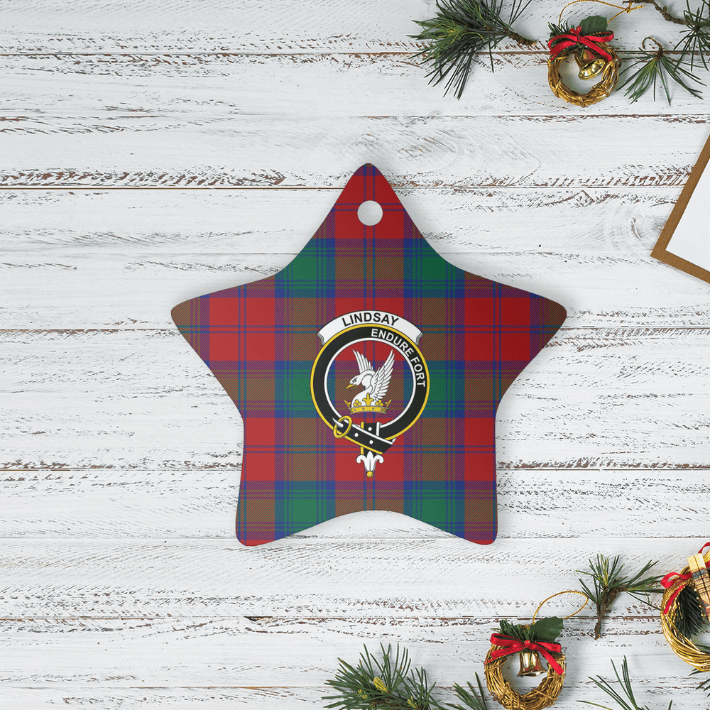 Clan Lindsay Modern Tartan Crest Star Ceramic Ornament SP60 Lindsay Modern Tartan Tartan Christmas