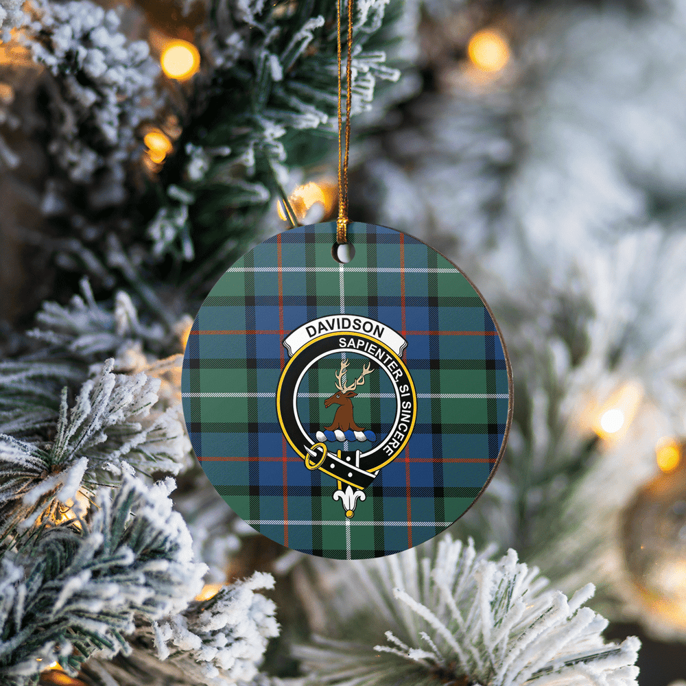 Clan Davidson of Tulloch Tartan Crest Round Ceramic Ornament UD29 Davidson of Tulloch Tartan Tartan Christmas