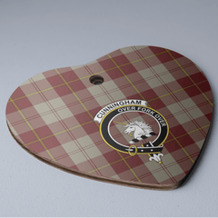 Clan Cunningham Burgundy Dancers Tartan Crest Heart Ceramic Ornament YF28 Cunningham Burgundy Dancers Tartan Tartan Christmas