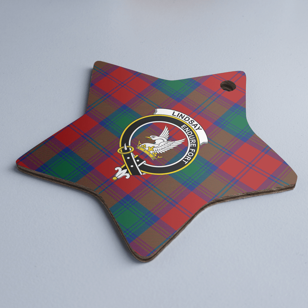 Clan Lindsay Modern Tartan Crest Star Ceramic Ornament SP60 Lindsay Modern Tartan Tartan Christmas
