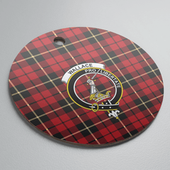 Clan Wallace Hunting Tartan Crest Round Ceramic Ornament TD69 Wallace Hunting Tartan Tartan Christmas