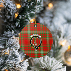 Clan Langlands Tartan Crest Round Ceramic Ornament BL42 Langlands Tartan Tartan Christmas