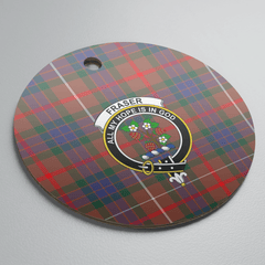 Clan Fraser Hunting Modern Tartan Crest Round Ceramic Ornament NT15 Fraser Hunting Modern Tartan Tartan Christmas