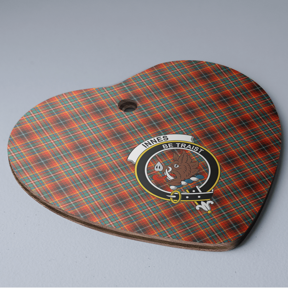 Clan Innes Ancient Tartan Crest Heart Ceramic Ornament IH98 Innes Ancient Tartan Tartan Christmas