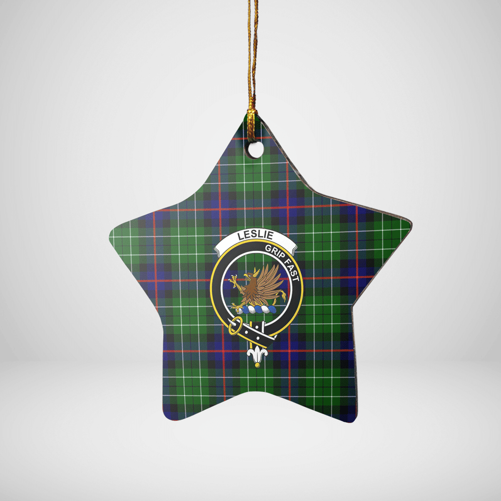 Clan Leslie Hunting Tartan Crest Star Ceramic Ornament DY98 Leslie Hunting Tartan Tartan Christmas