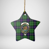Clan Leslie Hunting Tartan Crest Star Ceramic Ornament DY98 Leslie Hunting Tartan Tartan Christmas