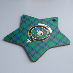 Clan Shaw Ancient Tartan Crest Star Ceramic Ornament JP24 Shaw Ancient Tartan Tartan Christmas