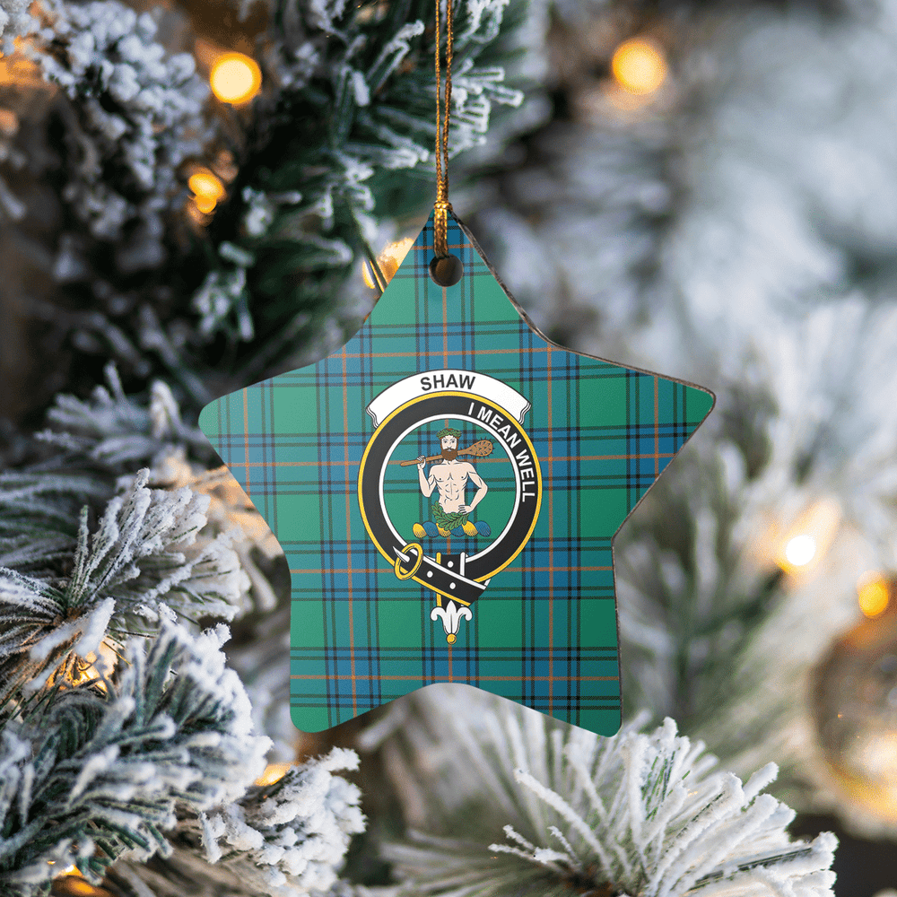 Clan Shaw Ancient Tartan Crest Star Ceramic Ornament JP24 Shaw Ancient Tartan Tartan Christmas