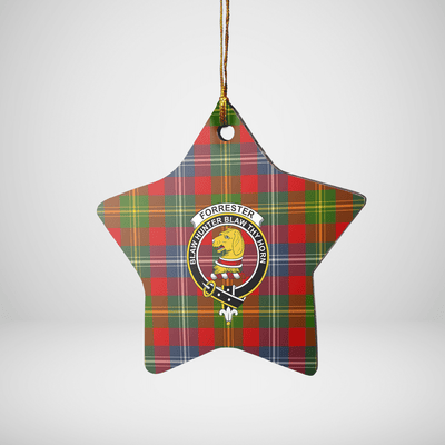 Clan Forrester Tartan Crest Star Ceramic Ornament
