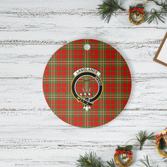 Clan Langlands Tartan Crest Round Ceramic Ornament BL42 Langlands Tartan Tartan Christmas
