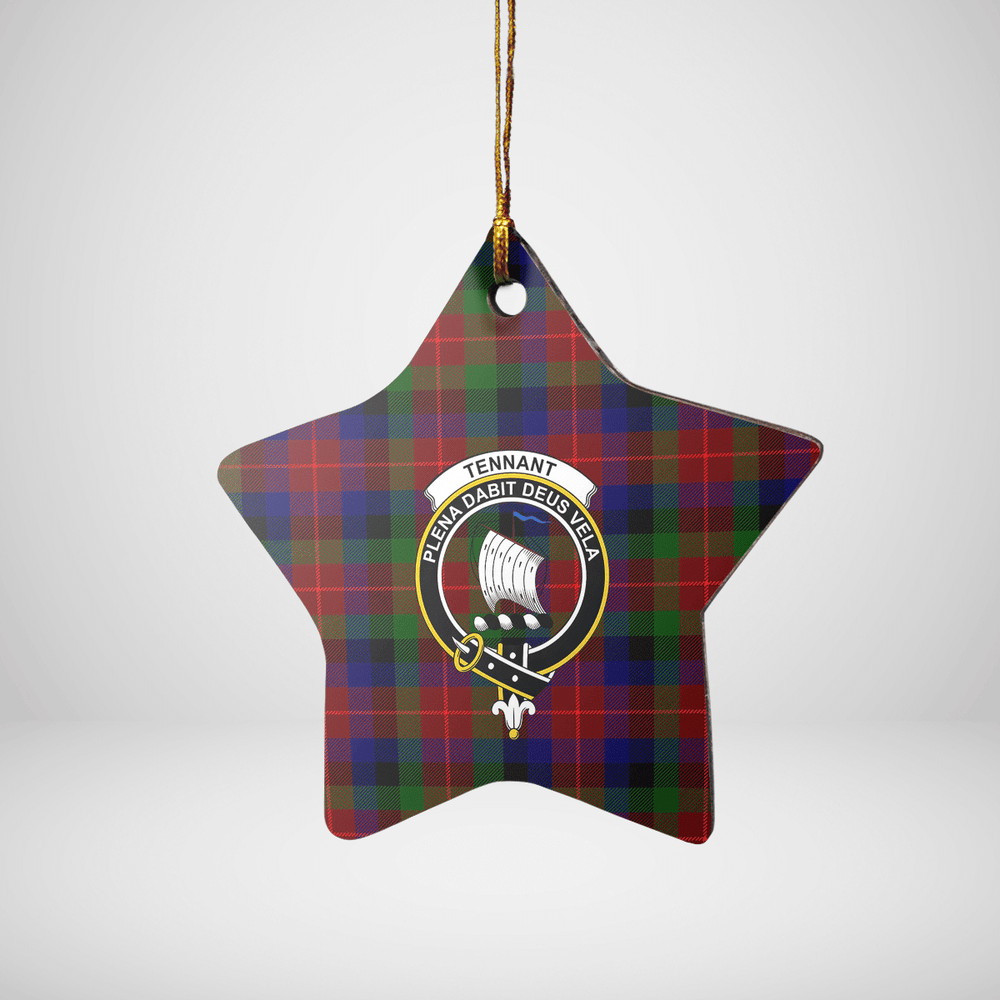 Clan Tennant Tartan Crest Star Ceramic Ornament LT36 Tennant Tartan Tartan Christmas