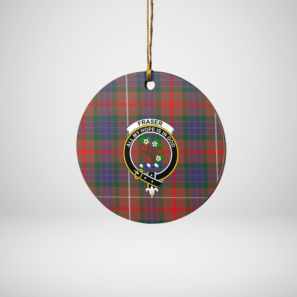 Clan Fraser Hunting Modern Tartan Crest Round Ceramic Ornament NT15 Fraser Hunting Modern Tartan Tartan Christmas