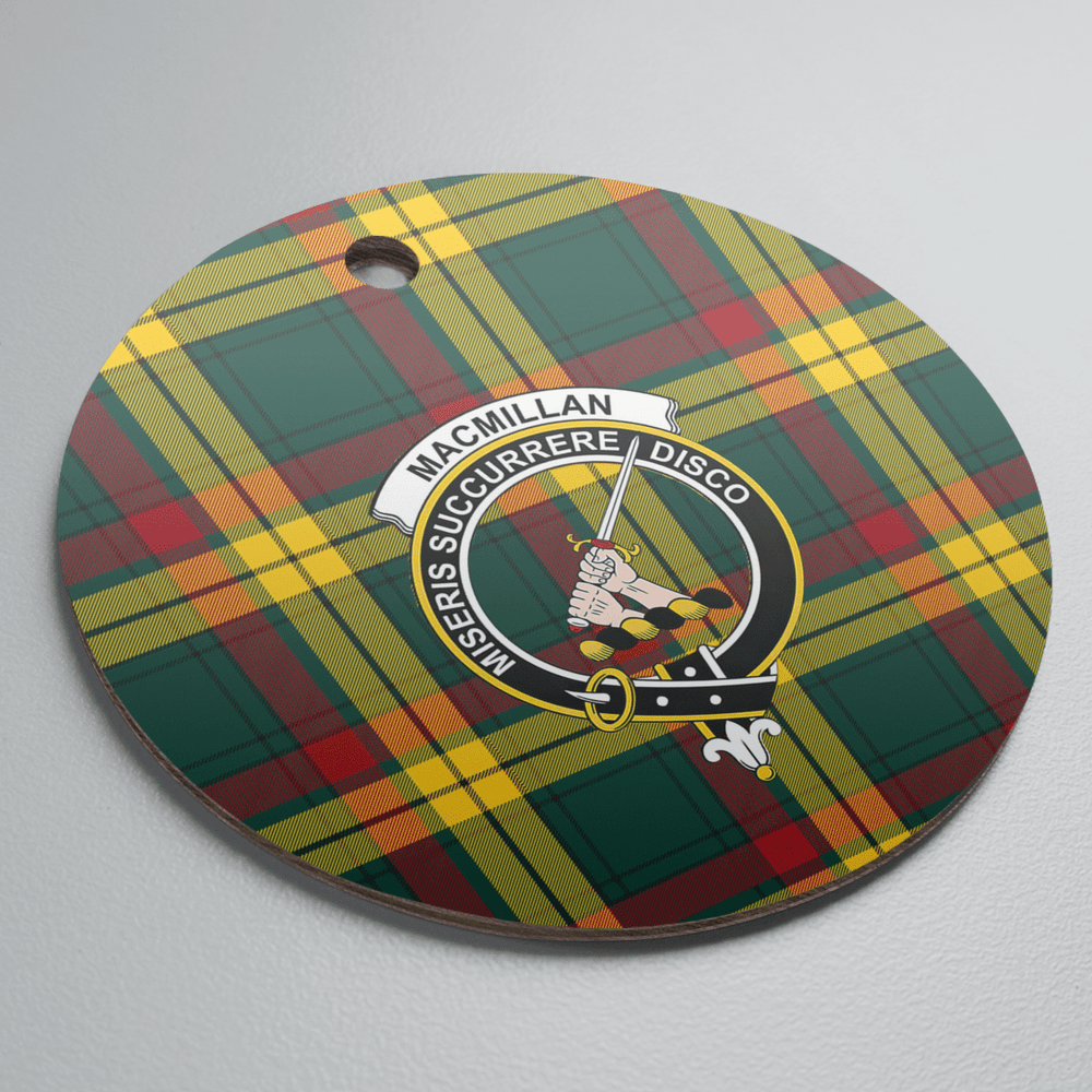 Clan MacMillan Old Modern Tartan Crest Round Ceramic Ornament PB79 MacMillan Old Modern Tartan Tartan Christmas