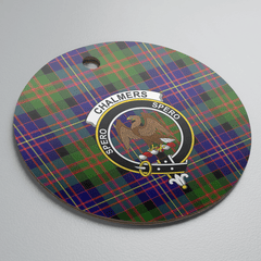 Clan Chalmer Tartan Crest Round Ceramic Ornament YR47 Chalmer Tartan Tartan Christmas