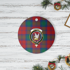 Clan Lindsay Modern Tartan Crest Round Ceramic Ornament EX84 Lindsay Modern Tartan Tartan Christmas