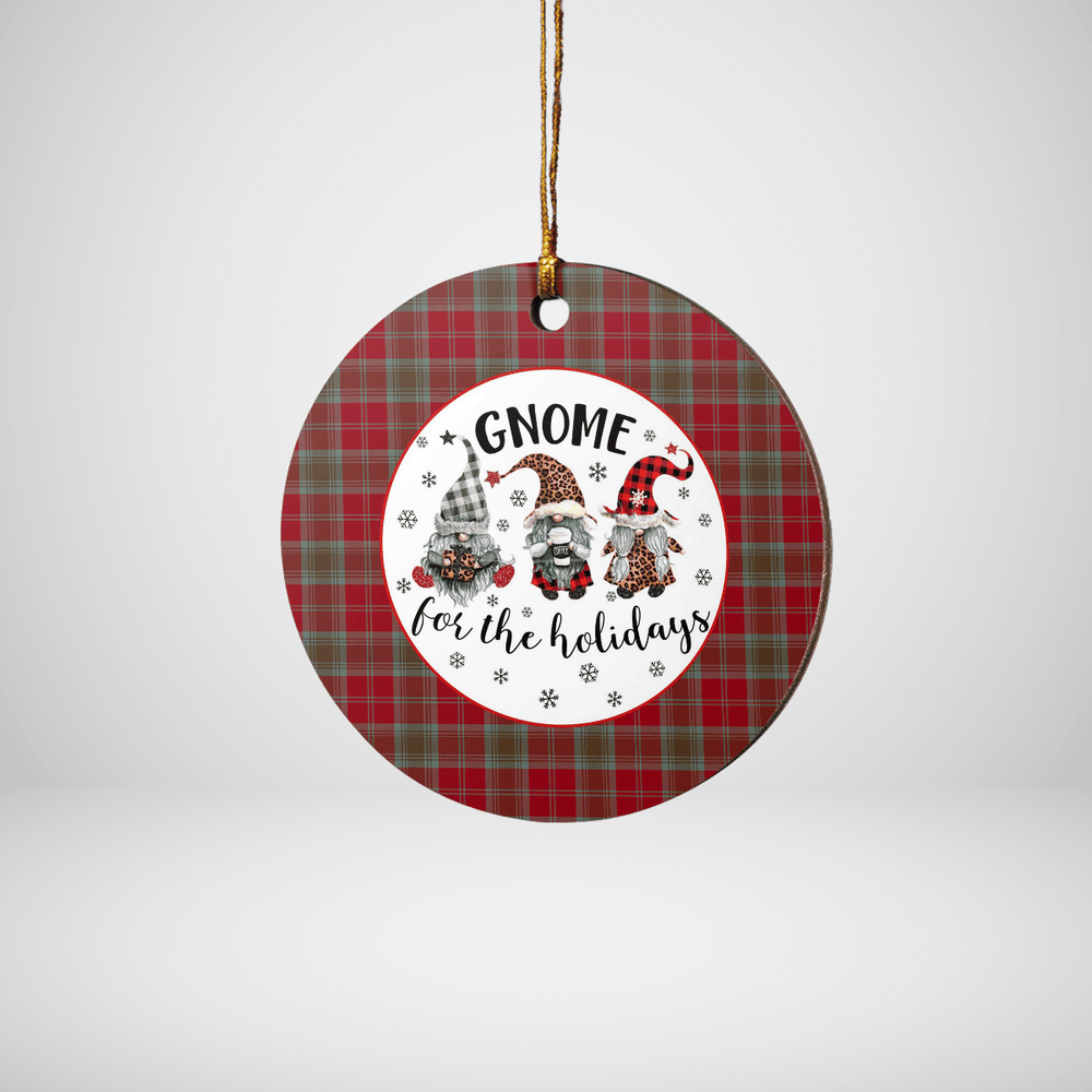 Clan Lindsay Weathered Tartan Tartan Crest Gnome Round Ceramic Ornament PJ42 Lindsay Weathered Tartan Tartan Christmas