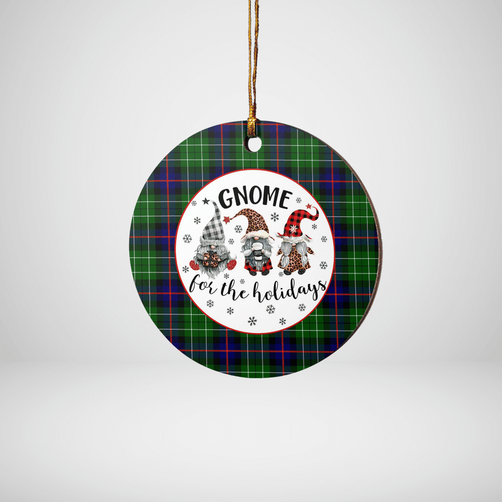 Clan Leslie Hunting Tartan Tartan Crest Gnome Round Ceramic Ornament WY38 Leslie Hunting Tartan Tartan Christmas