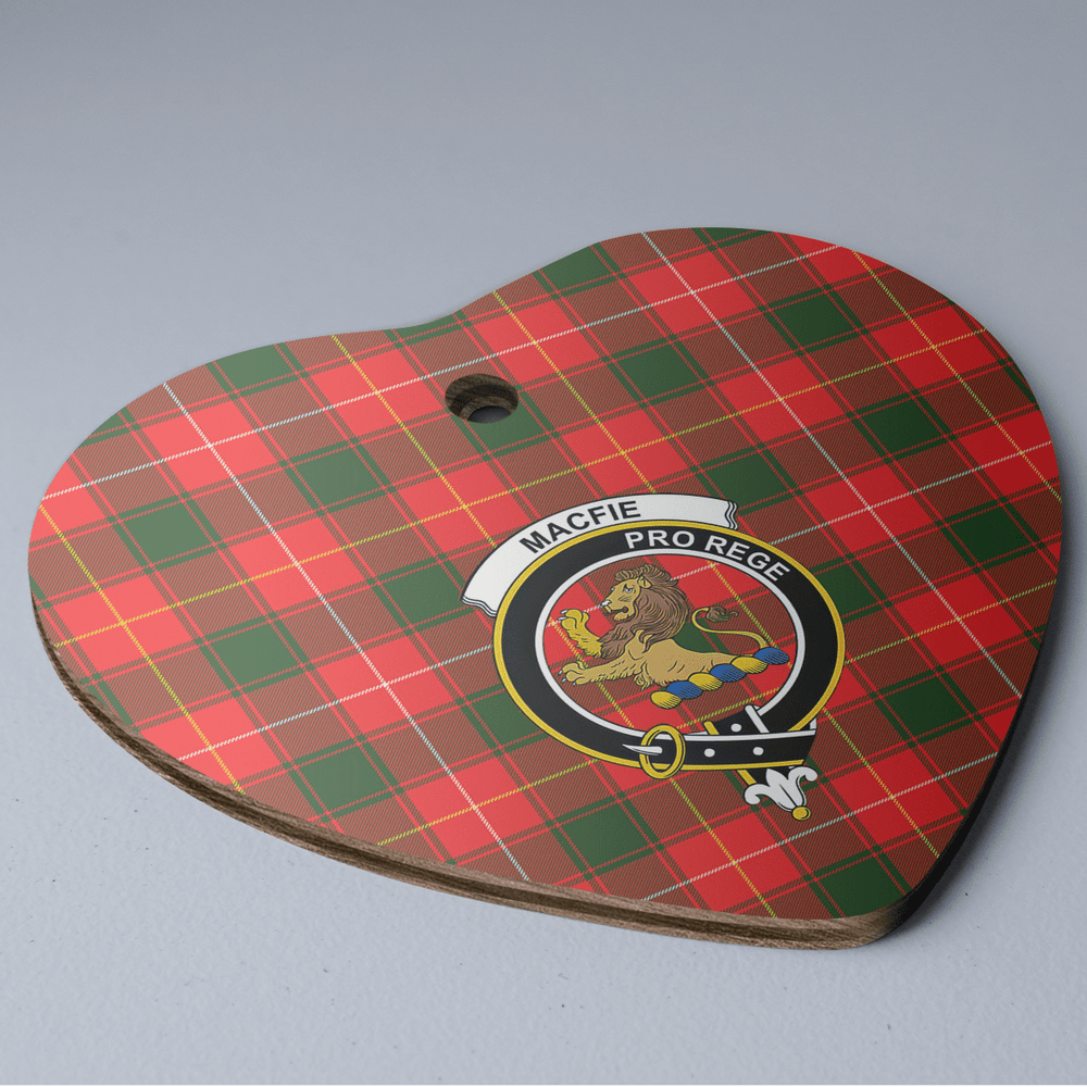Clan MacFie Tartan Crest Heart Ceramic Ornament TA35 MacFie Tartan Tartan Christmas