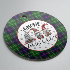 Clan Leslie Hunting Tartan Tartan Crest Gnome Round Ceramic Ornament WY38 Leslie Hunting Tartan Tartan Christmas