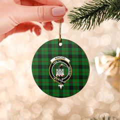 Clan Kincaid Tartan Crest Round Ceramic Ornament VA79 Kincaid Tartan Tartan Christmas
