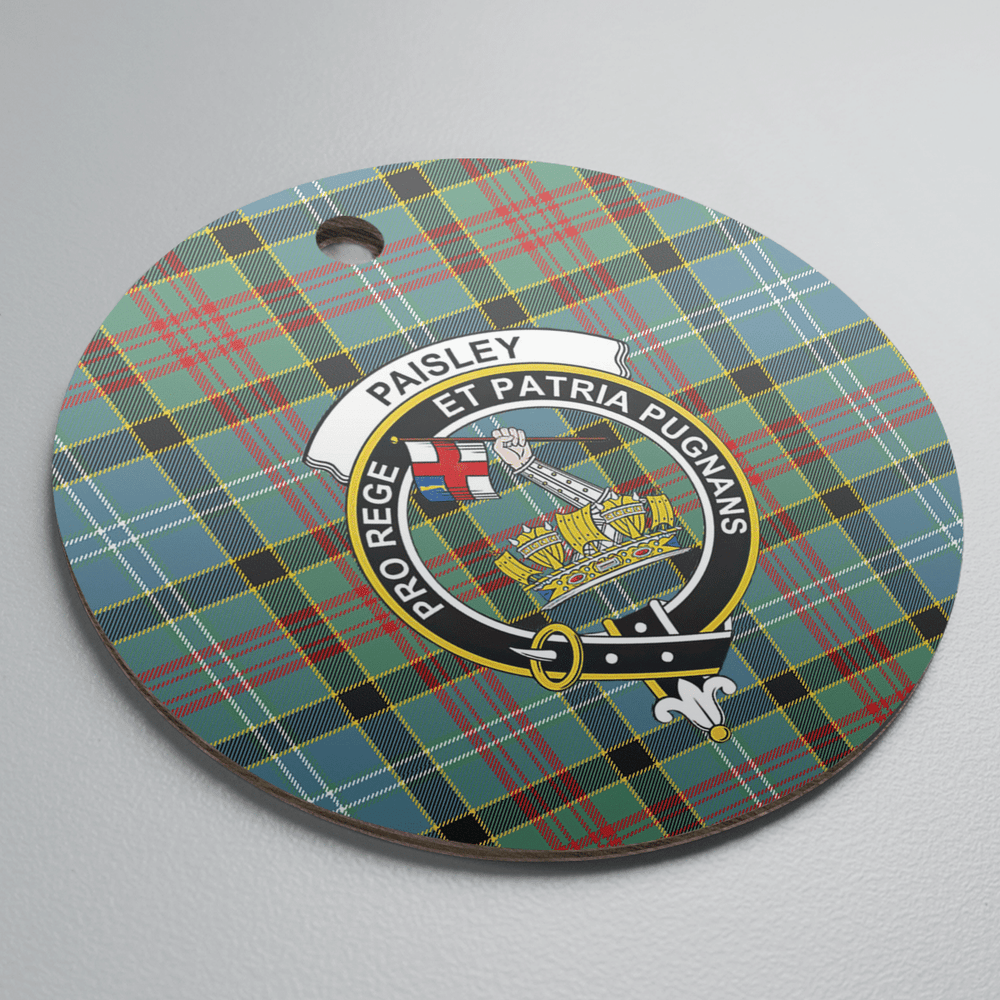Clan Paisley District Tartan Crest Round Ceramic Ornament NX66 Paisley District Tartan Tartan Christmas