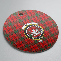 Clan Heron Tartan Crest Round Ceramic Ornament DF10 Heron Tartan Tartan Christmas