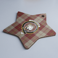 Clan Cunningham Burgundy Dancers Tartan Crest Star Ceramic Ornament JN68 Cunningham Burgundy Dancers Tartan Tartan Christmas