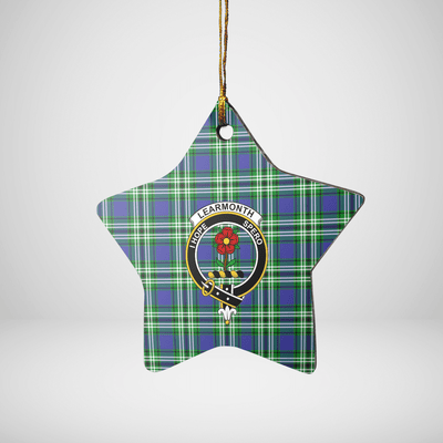 Clan Learmonth Tartan Crest Star Ceramic Ornament