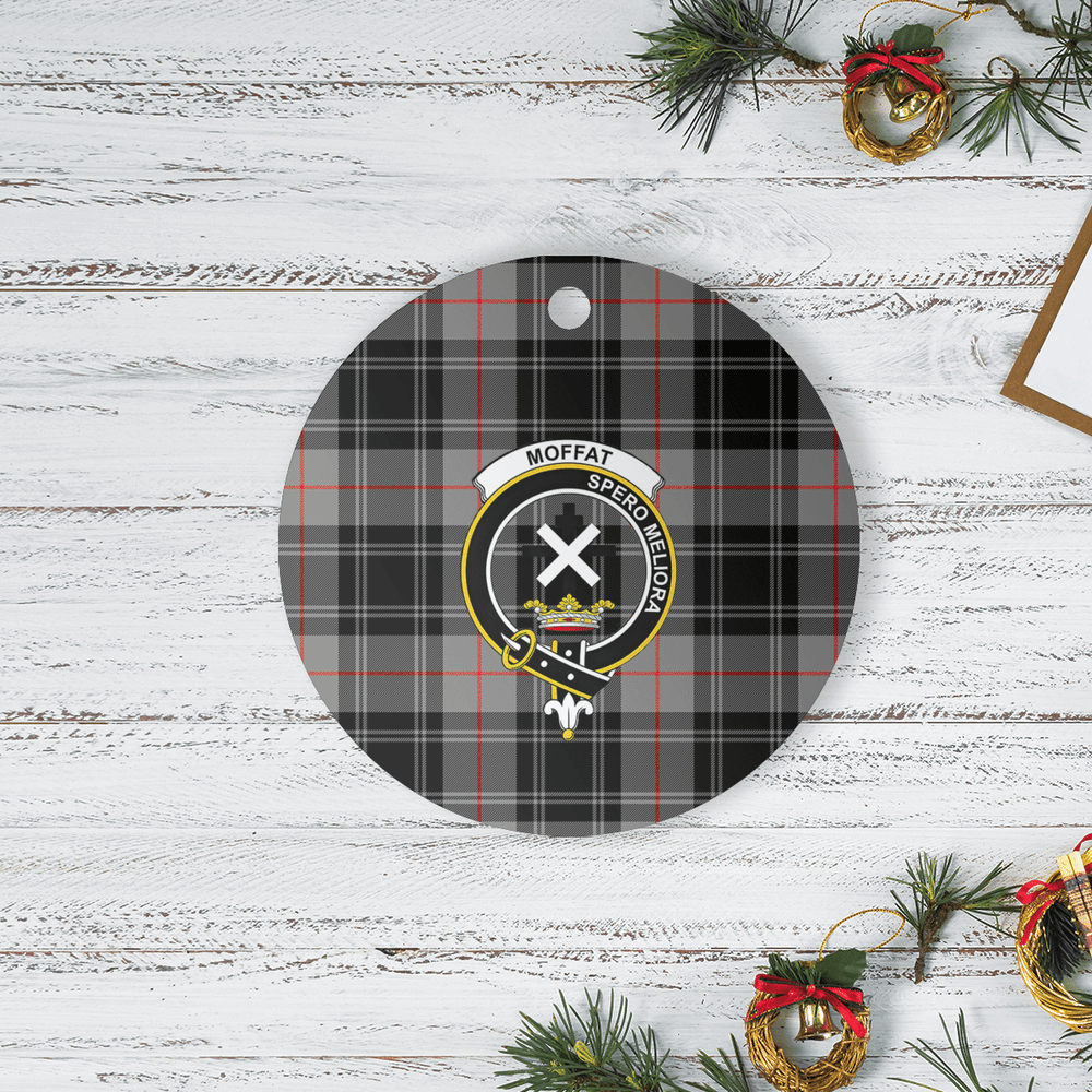 Clan Moffat Modern Tartan Crest Round Ceramic Ornament VX13 Moffat Modern Tartan Tartan Christmas