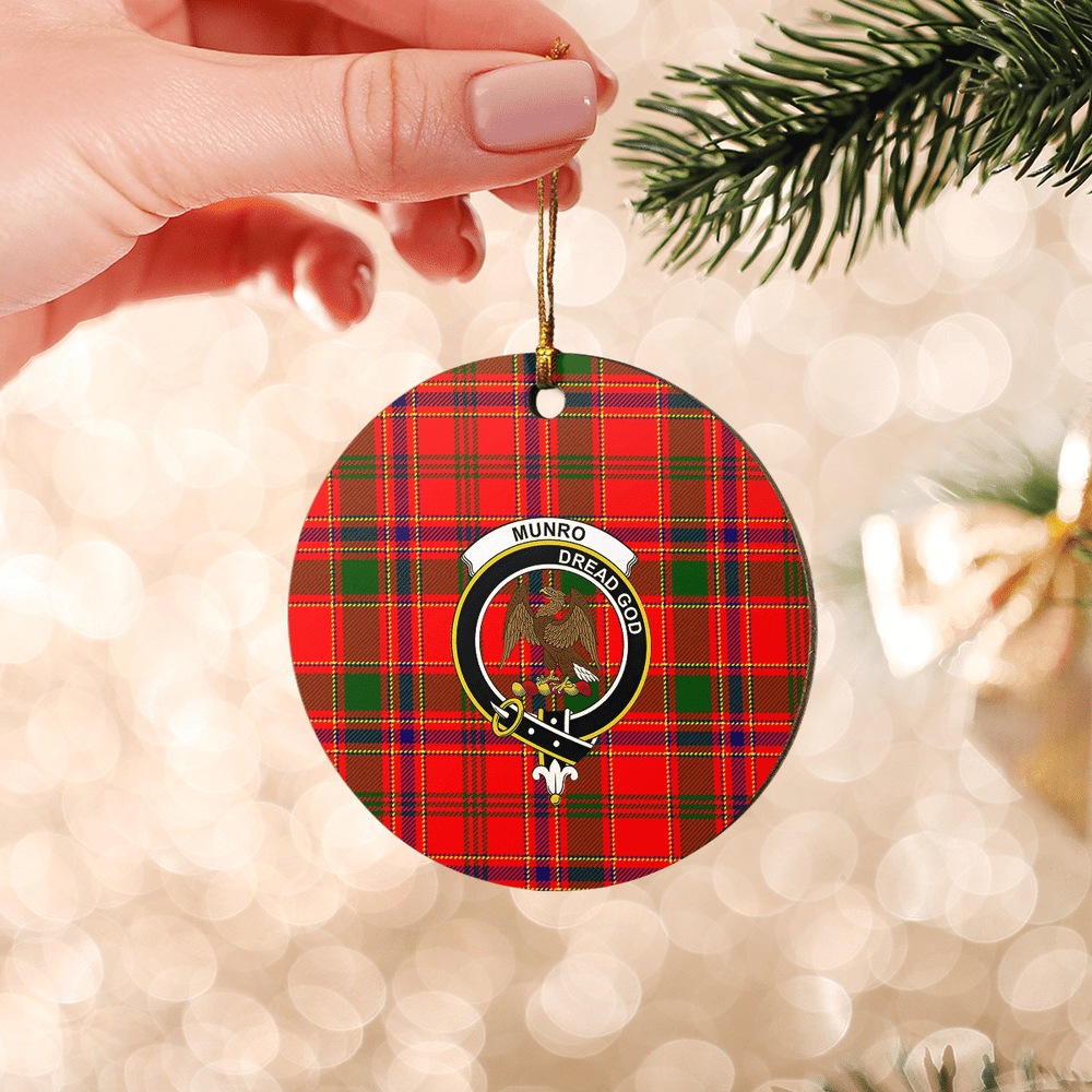 Clan Munro Modern Tartan Crest Round Ceramic Ornament EC33 Munro Modern Tartan Tartan Christmas