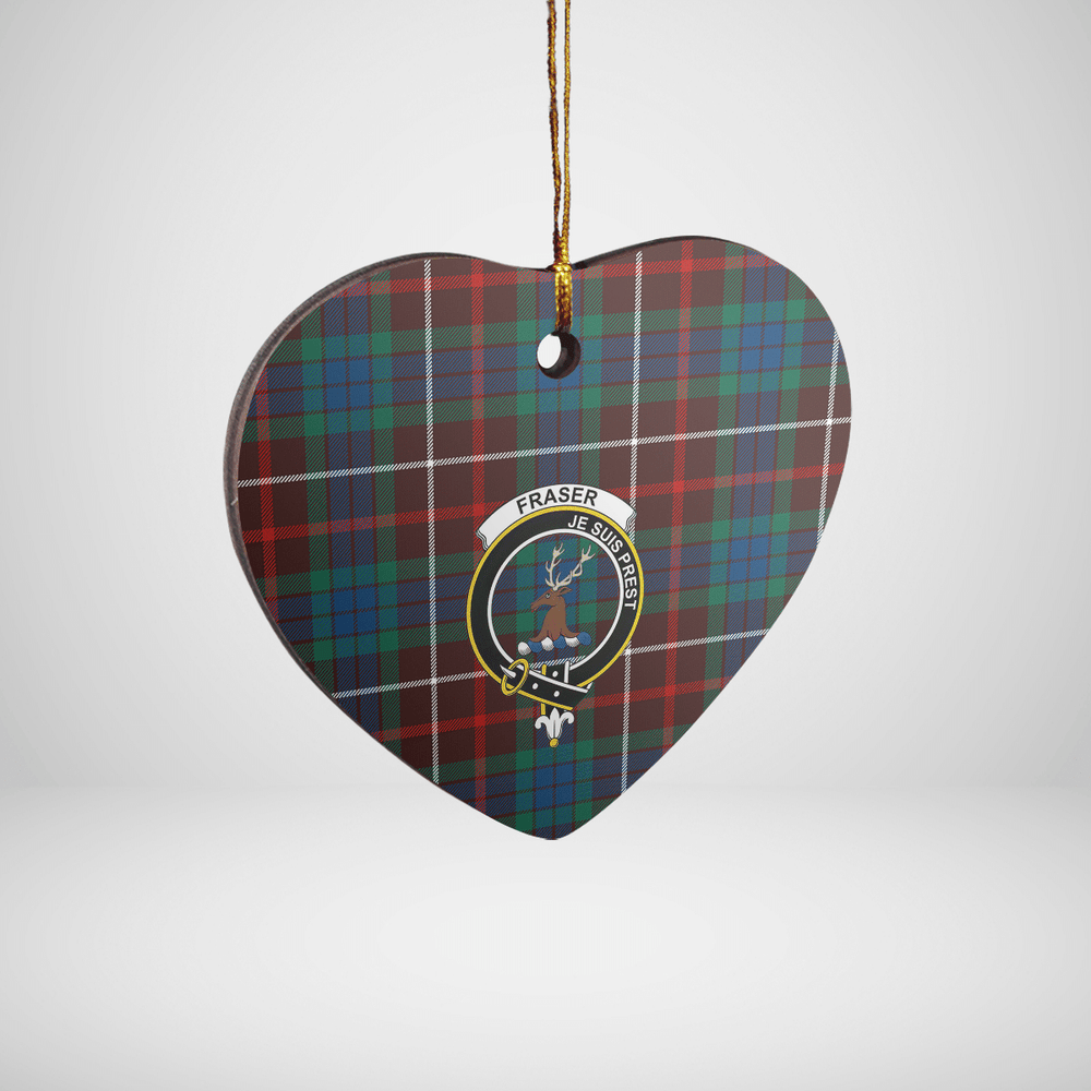 Clan Fraser Hunting Ancient Tartan Crest Heart Ceramic Ornament OE54 Fraser Hunting Ancient Tartan Tartan Christmas