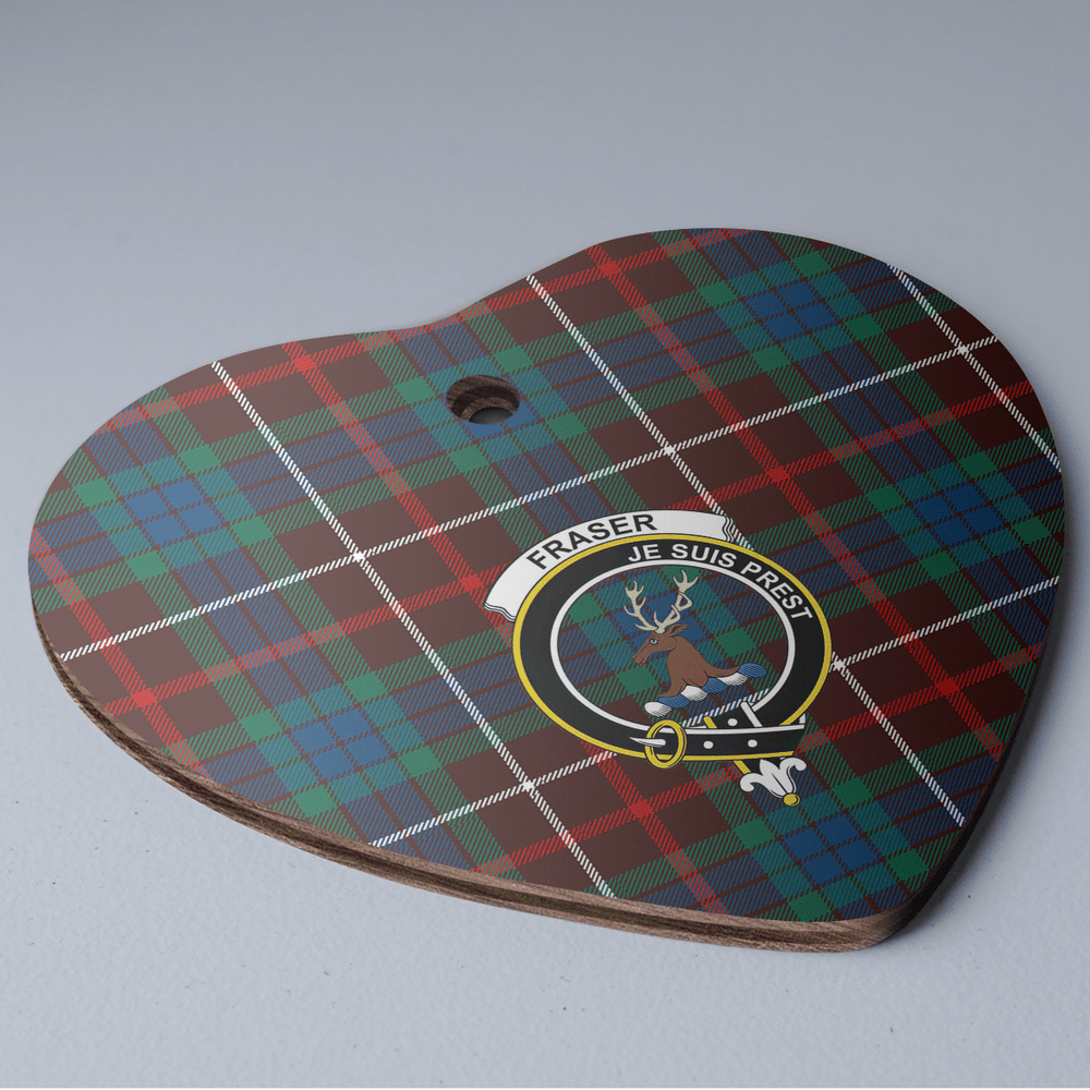Clan Fraser Hunting Ancient Tartan Crest Heart Ceramic Ornament OE54 Fraser Hunting Ancient Tartan Tartan Christmas