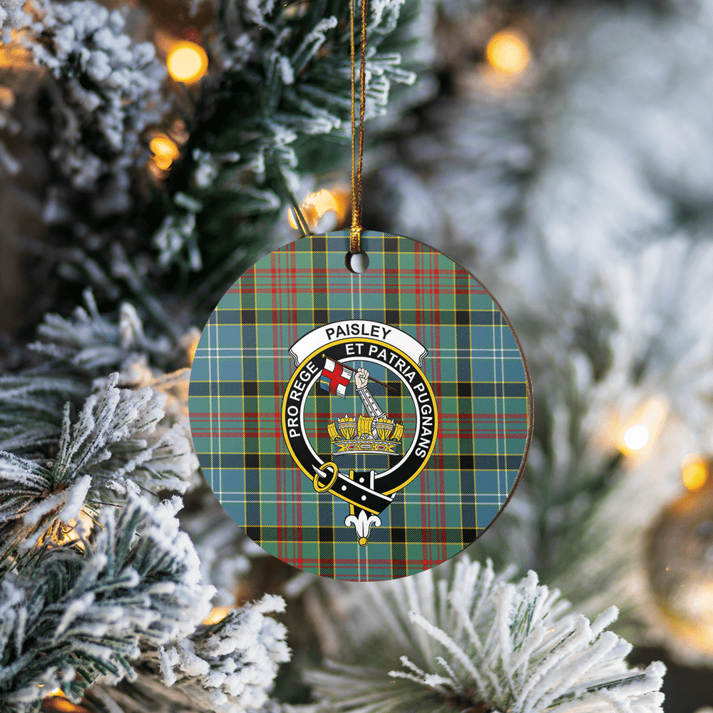 Clan Paisley District Tartan Crest Round Ceramic Ornament NX66 Paisley District Tartan Tartan Christmas