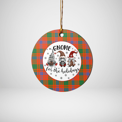 Clan Ross Ancient Tartan Tartan Crest Gnome Round Ceramic Ornament