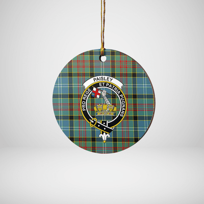 Clan Paisley District Tartan Crest Round Ceramic Ornament