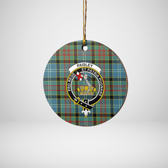 Clan Paisley District Tartan Crest Round Ceramic Ornament NX66 Paisley District Tartan Tartan Christmas