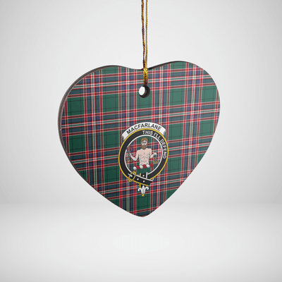 Clan MacFarlane Hunting Modern Tartan Crest Heart Ceramic Ornament