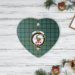 Clan Scott Green Ancient Tartan Crest Heart Ceramic Ornament FC24 Scott Green Ancient Tartan Tartan Christmas