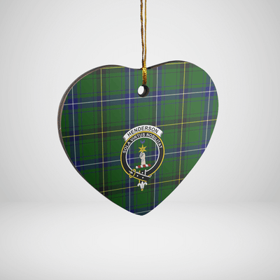 Clan Henderson Modern Tartan Crest Heart Ceramic Ornament