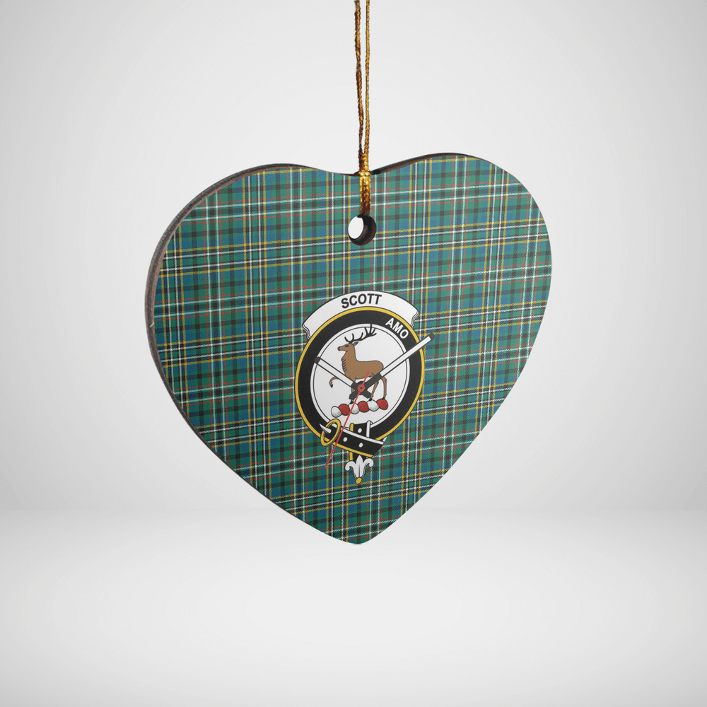 Clan Scott Green Ancient Tartan Crest Heart Ceramic Ornament FC24 Scott Green Ancient Tartan Tartan Christmas