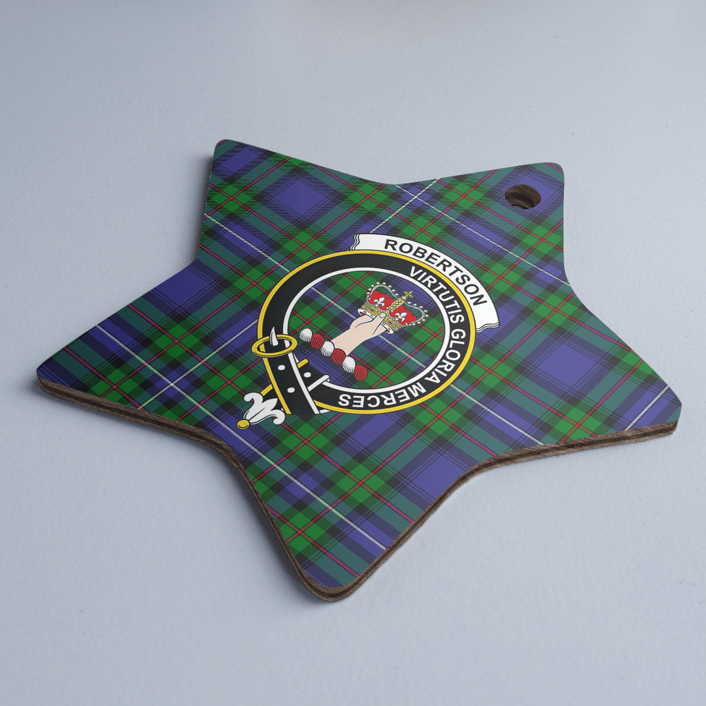 Clan Robertson Hunting Modern Tartan Crest Star Ceramic Ornament IY71 Robertson Hunting Modern Tartan Tartan Christmas