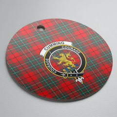 Clan Cumming Modern Tartan Crest Round Ceramic Ornament RI52 Cumming Modern Tartan Tartan Christmas