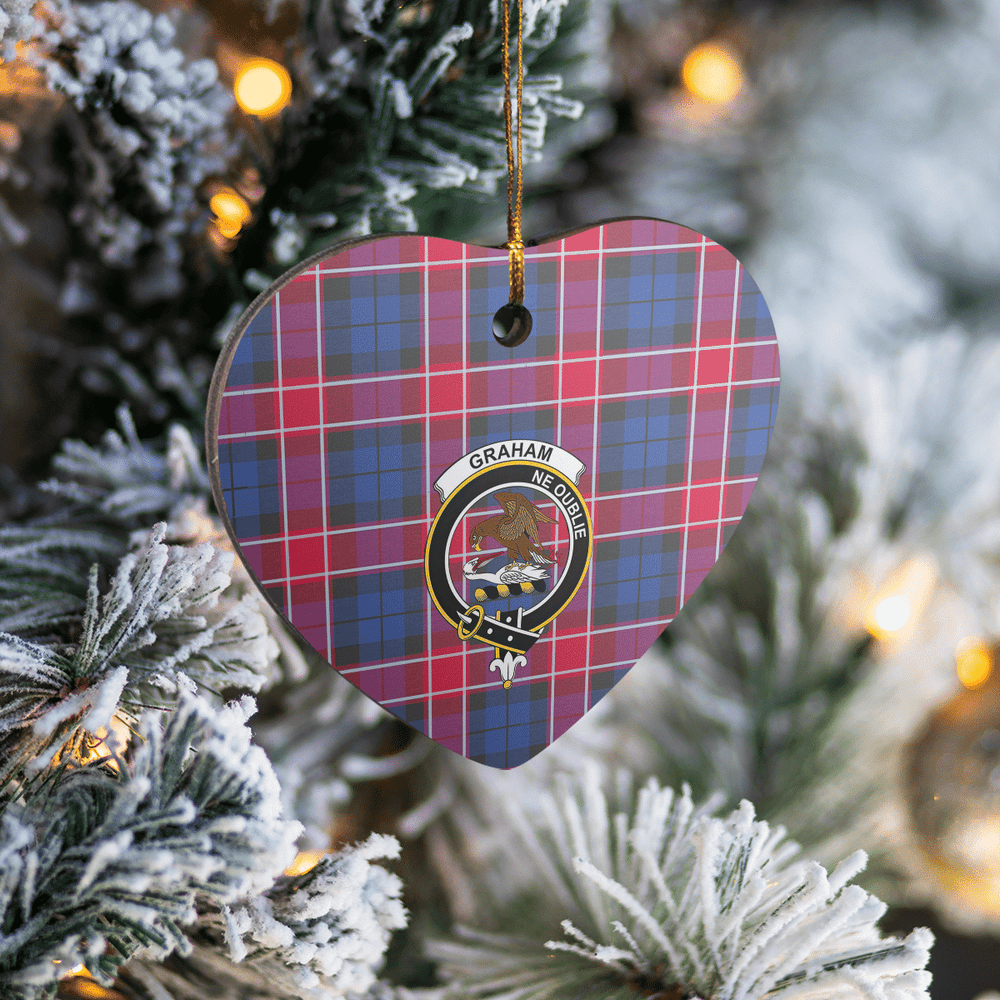 Clan Graham of Menteith Red Tartan Crest Heart Ceramic Ornament EX45 Graham of Menteith Red Tartan Tartan Christmas